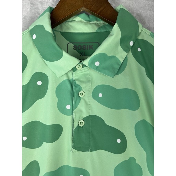 Sosik Other - SOSIK Men Golf Polo XL Green Golf Putting Print Stretch Short Sleeve Performance